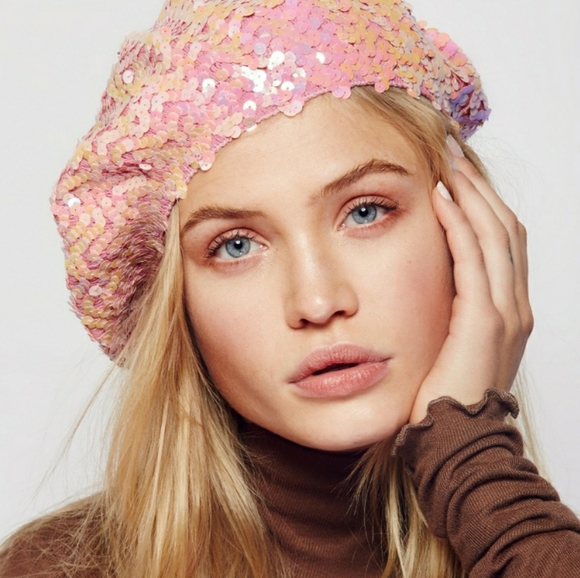 Accessories | Pink Sequin Beret | Poshmark
